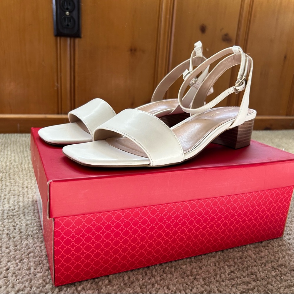Kelly & Katie Cream Sandals with Block Heel